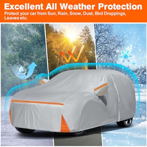 Car Cover for 2008-2026 Lexus RX/RX350/RX450H/RX500H, Waterproof Custom-fit All Weather Sun Rain UV Dust Snow Protection Outdoor Full Car Cover with Door Zipper and Cotton Lining-Grey - size: RX350 Cover