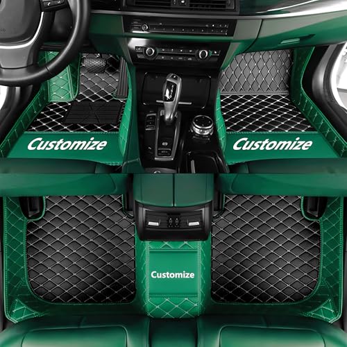 Custom Personalized Floor Mats for Cars，Luxury Full Coverage All Car Floor Mats，Anti-Slip Leather Car Mat Set ，Custom Floor Mats for 99% of Cars, Trucks & SUVs. (Green and Black) - color: Green and Black