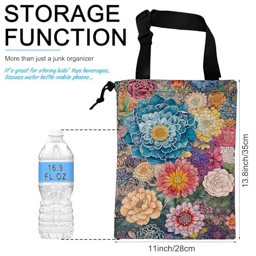 Car Trash Bag Hanging Blooming Flowers Car Trash Can Waterproof Garbage Bag Hanging for Car Back Seat - color: Blooming Flowers