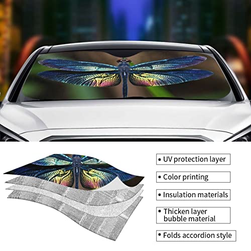 Dragonfly Car Windshield Sunshade Front Window Sun Visor Protector Foldable Shield Cover for Truck SUV - color: Black1