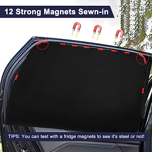 Ovege Car Window Shades Magnetic Suedette - Back Seat 2pcs Privacy Curtain UV Protection - color: Black-Suedette, size: Back Seat 2pcs