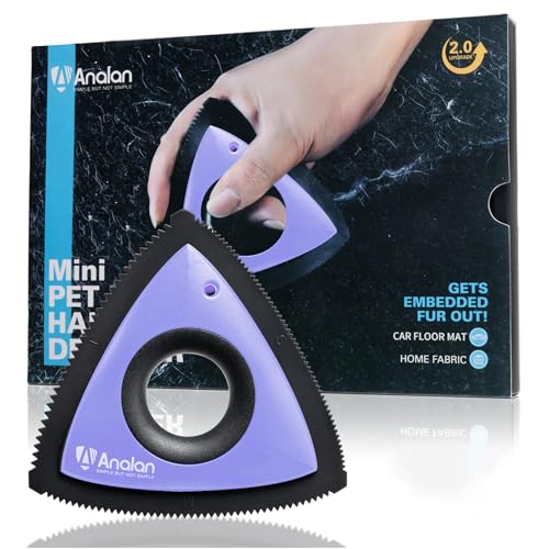 Analan Mini Pet Hair Remover for Car Detailing Supplies, Carpet Dog Hair Remover for Car Interior, Triangle Dog Hair Remover for Auto Detailing, Couch, Furniture, Lint, Carpet(Purple) - color: Purple