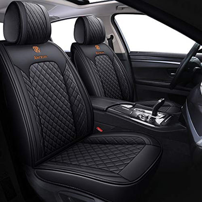 Aierxuan 2 Front Seat Covers for Women Leather Waterproof Universal for Ford Fusion Focus Edge Beetle Kia Soul C300 CC Hyundai Elantra Outlander Lexus ES350 (2 PCS Front, Black) - color: 2 PCS Front/Black