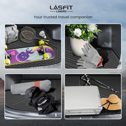 LASFIT Cargo Mat for Hyundai Santa Fe Sport 2018 2017 2016 2015 2014 2013, All Weather TPE Custom Fit Car Trunk Mats Cargo Liners Accessoires for Santa Fe Sport 2013-2018, Black - size: 2)For Hyundai Santa Fe Sport | 2013-2018 | Cargo