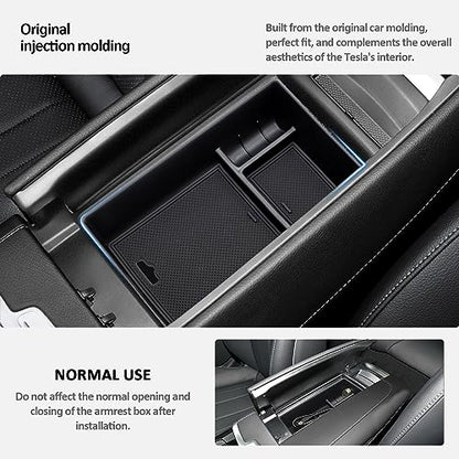 Center Console Accessory Organizer for 2023 Mercedes Benz EQE350,Armrest Storage Box Insert Tray Compatible with Mercedes Benz EQE350 EQE350+ EQE500 EQS 450+ 400 580 AMG 2023+Interior Accessory
