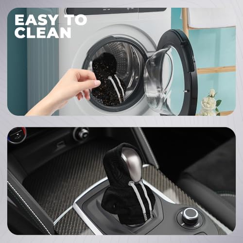 Gear Shift Hoodie, Gear Shift Cover, Fashionable Hoodie Automotive Gear Shift Knob Protector, Car Accessories Mini Sweater Gear Shift Knob Cover for Car Gear Shift Levers (Black-2PCS) - color: Black-2PCS