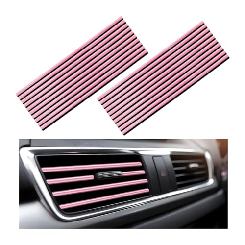 Yourkar 20 PCS Car Air Conditioner Decoration Strip, Flexible Air Vent Outlet Trim Decoration, Waterproof Decorative Trim for Air Vent Outlet for Most Vehicles, Car Accessories (Pink) - color: Pink