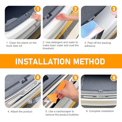 5 PCS Car Door Sill Protector, Anti-Scratch Rear Trunk Bumper Strip, Laser Car Door Edge Guards, Waterproof Threshold Trim Stickers, Universal for Cars Trucks SUVs (Black)