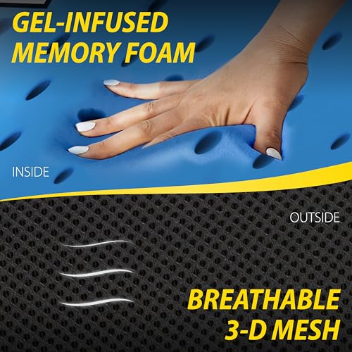 Goodyear Lumbar Support Car Seat Cushion with Cooling Gel – Accessories for Driving – Memory Foam Car Seat Lumbar Support Pillows, Office Chairs Cushion, Ergonomic Back Support, Desk Accessories
