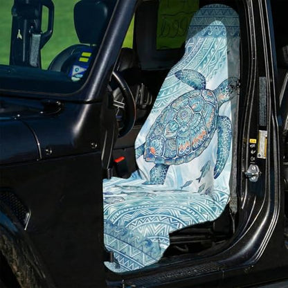 2 Pack Car Seat Towel Covers, Sweat-Proof Microfiber Seat Protectors for Gym, Running, Beach & Workout, Breathable Quick-Dry, Machine Washable, Ink-Style Sea Turtle Print, Universal Fit - color: Ink-style Sea Turtle