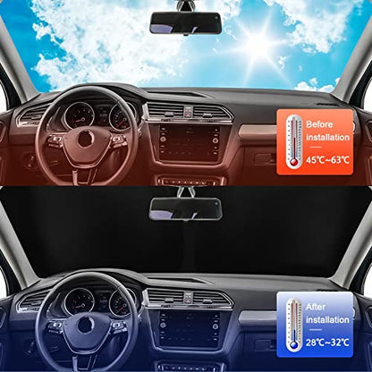 6 Layers Custom Fit Windshield Sun Shade for 2013-2019 Ford Escape, Foldable Car Sunshade with Storage Bag, Heat Reflective & UV Protection - size: 2013-2019 Ford Escape