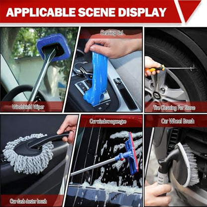 56Pcs Car Wash Cleaning Kit with Foam Gun, Car Wash Brush with Long Handle, Car Detailing Kit, Car Wheel Brush for Car Cleaning Supplies, Adjustable Hose Wash Sprayer-Quick Connector to Any Hose - size: 56PCS