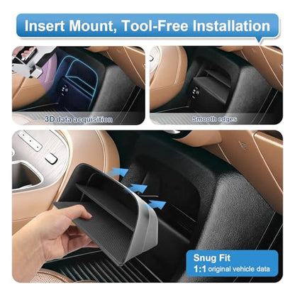 2026 Palisade Center Console Organizer (Lower Front) for Hyundai Palisade (SE/SEL Convenience/SEL Premium/Limited/XRT Pro/Calligraphy), Durable ABS Plastic Tray Insert 2026 Palisade Accessories - color: Black (1pcs Lower-Front)