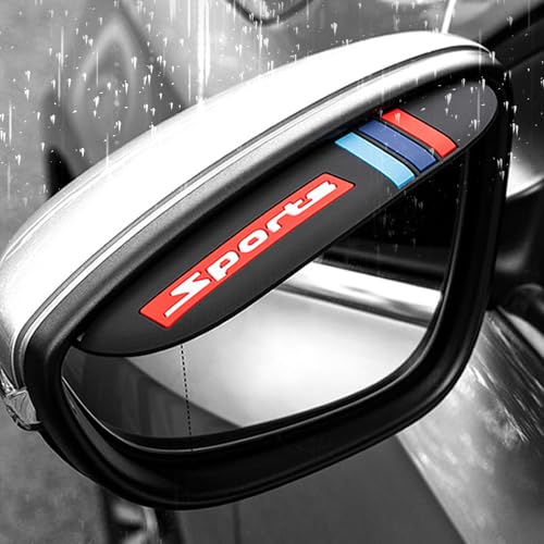 Pincuttee 2PC Side Mirror Visor Rain Guards,Car Rear View Mirror Rain Cover,Silicone Rain Shield,Mirror Cover Rubber Visor Guard((Tri-Color-Black Sport,2Pack) - color: Tri-color Black Sport