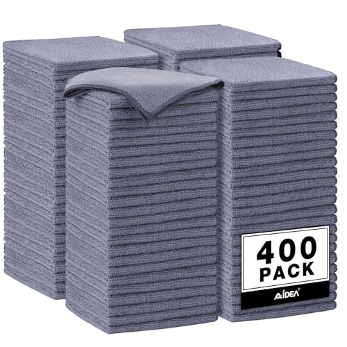 AIDEA Microfiber Cleaning Cloth Grey, 400PK, Microfiber Towels for Cars, Shop Towels Cleaning Rags, Premium Wash Cloths, Absorbent Towel for SUVs, House, Kitchen, Commercial, Cleaning Supplies 12×12" - color: Grey, size: 400pk