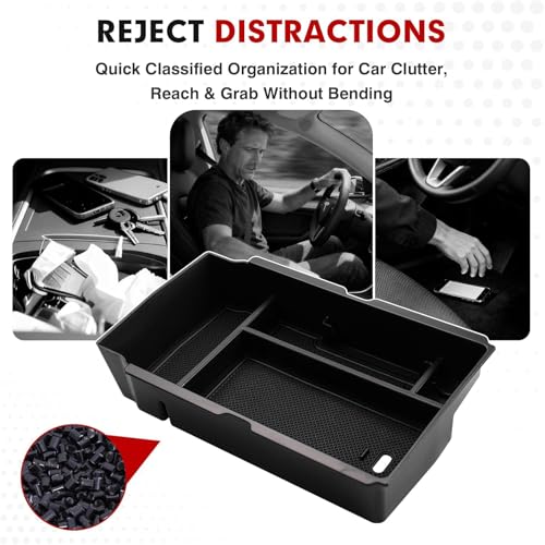 Autorder Center Console Organizer for 2023 2024 2025 2026 Honda CRV Accessories Center Console Storage Box Secondary Insert Tray Black & Red Non-Slip Silicone Mats - size: 2023+ CRV Armrest Organizer