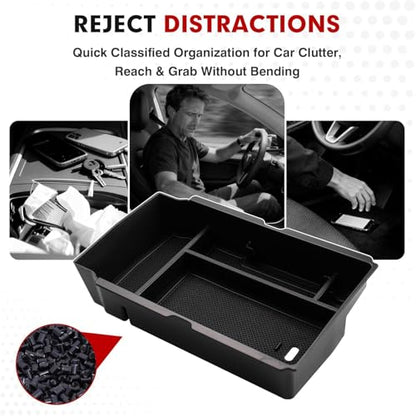 Autorder Center Console Organizer for 2023 2024 2025 2026 Honda CRV Accessories Center Console Storage Box Secondary Insert Tray Black & Red Non-Slip Silicone Mats - size: 2023+ CRV Armrest Organizer