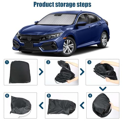 6 Layers Custom Fit Windshield Sun Shade for 2016-2021 Honda Civic, Foldable Car Sunshade with Storage Bag, Heat Reflective & UV Protection - size: 2016-2021 Honda Civic