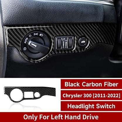 Car Headlight Switch Control Cover Decals for 2011-2023 Chrysler 300 / 300C / 300S / Limited/Touring/Base Accessories Carbon Fiber Stickers - color: Headlight Switch Cover Trim