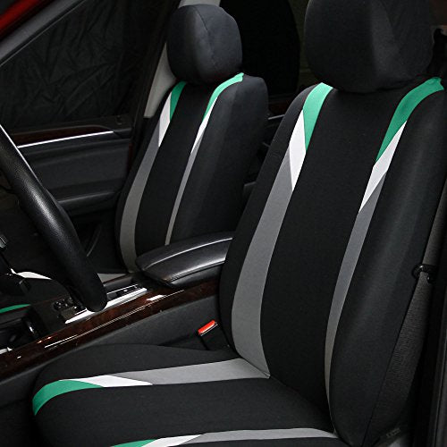 FH Group Premium Modernistic Flat Cloth Car Seat Covers – Universal Fit, Washable Seat Covers for SUV Sedan Van, Mint, Full Set - color: Mint, size: Full Set