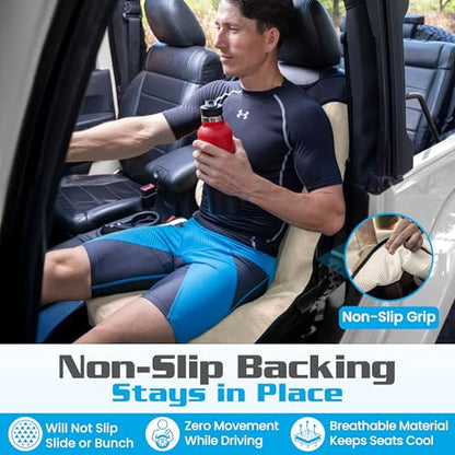 HAPPEGEAR Happeseat Waterproof Car Seat Cover & Protector – Universal Fit Car Seat Towel Cover – Non-Slip Backing, Easy Install & Storage, Machine Washable, Fits Front & Back, Sand - color: Sand