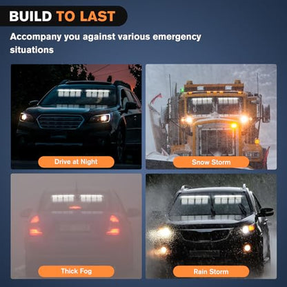 Nilight 32LED White Emergency Dash Strobe Lights with Controller Suction Cups Warning Hazard Interior Front/Rear Windshield Deck Split Light Bar for Trucks Construction Vehicles - color: White