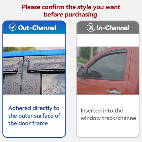 Side Window Wind Vent Deflector Dark Smoke Window Visor fit for 2013-2019 Ford Escape,4pcs Outside Mount Style Tap-On Nice Sun Rain Guards Set 94383 - size: 2013-2019 Ford Escape(Dark Smoke)