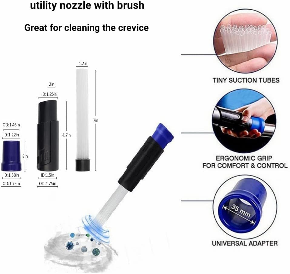 13 PCS Universal Vacuum Attachments for Shop Vac Accessories - 2 1/2" to 1 1/4" Vacuum Hose Adapter, 1 7/8" to 1" Adapter for Shop Vac, 1 1/4" Household Cleaning Vacuum Brush Attachment Kit - size: 13PCS