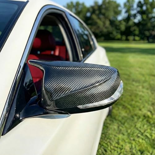 Real Carbon Fiber Side Mirror Covers Compatible with Infiniti Q50 Q50S (2014-2024), Q60 (2017-2022), Q70 (2014-2019) - Horn Style Replacement Housing Caps (Twill Carbon Fiber) - style: Twill Carbon Fiber