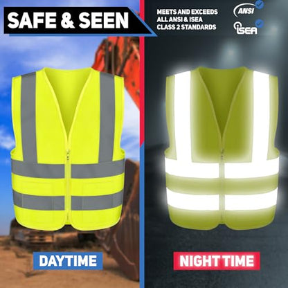 Neiko High Visibility Safety Vest ANSI Class 2, 2 Pockets - size: 3X-Large