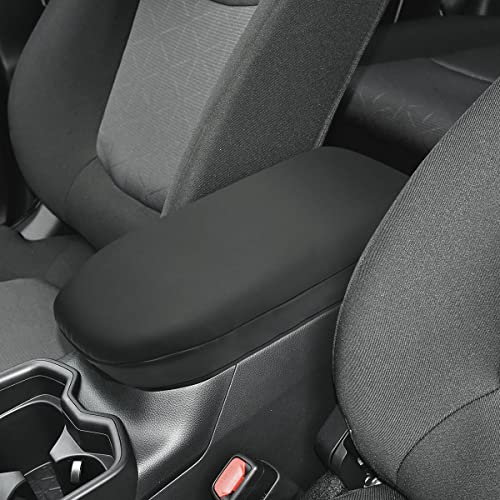 INTGET Center Console Armrest Cover for Toyota RAV4 Accessories 2025 2024 2023 2022 2021 2020 2019 Leather Middle Console Lid Cover Arm Rest Covering Car(Black with Cushion Flat) - color: black with cushion flat