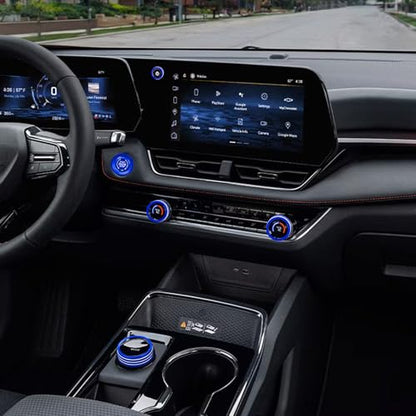 for 2025 2026 Chevrolet Equinox（No Equinox EV） Aluminum Interior Trim Accessories, Including air Conditioning Volume Controls, Shift Switch, and Starter knob Cover/Ring. (Blue) - color: blue