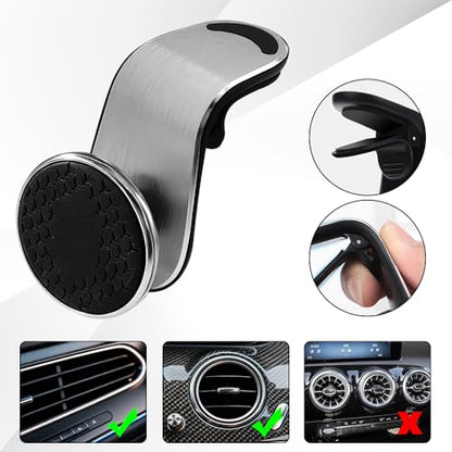Strong Magnetic Car Phone Holder, Car Phone Mount Holder, 360° Rotatable L-Shape Air Vent/Dashboard Mount, Adjustable Air Vent Navigation Magnetic Smartphone Bracket for Auto SUV (Silver) - color: Silver