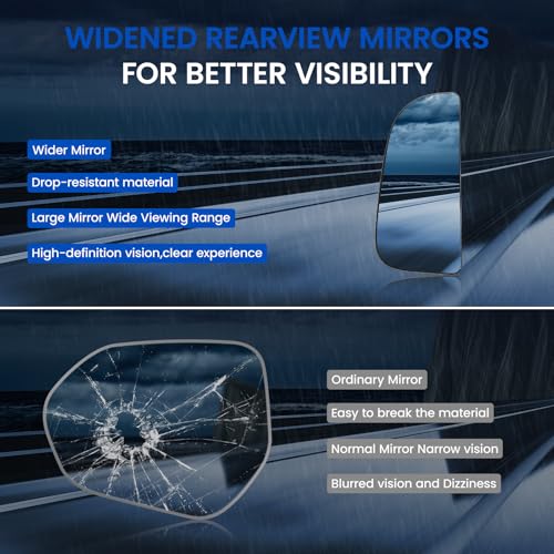 Driver Left Side Lower Mirror Glass 68067731AA Compatible With Dodge Ram 1500 2500 3500 4500 5500 Towing Mirror 2010-2018, Left Side View Convex Lower Glass with Rear Mounting Bracket - style: Driver Side Lower Mirror (Left)