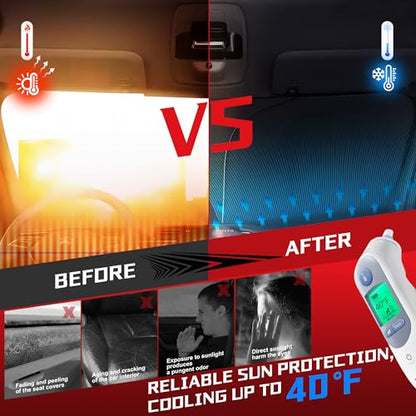 Windshield Sun Shade for 2013-2018 Hyun-dai Santa Fe Foldable Sun Sunshade for Car Front Window Blocks UV Rays and Heat Automotive Interior Protector Custom Fit Accessories - size: For 2013-2018 Hyun-dai Santa Fe