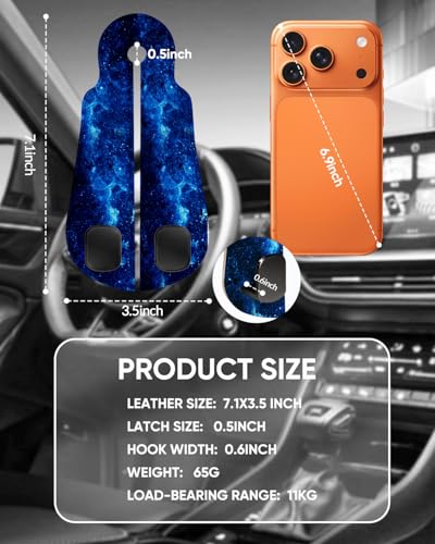 WOCOCN 2 Pack Car Purse Hook for Car Seat Headrest, Double-Sided PrintingPU Leather Purse Holder with Metal Hook, Cute Car Accessories for Women, Men (Car hook - Blue Starry Sky A) - color: Car hook - Blue Starry Sky A