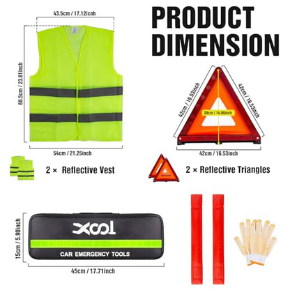 XOOL Emergency Warning Triangle Kit – Roadside Safety Kit with Reflective Warning Triangles, High-Visibility Safety Vests, Storage Bag & Gloves for Car Breakdowns & Emergencies - color: 5Pack-Safety Triangle Warning Kit