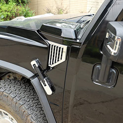2PCS Car Side Vent Cover Hood Intake Bezel Trim Molding Compatible with 2003-2009 Hummer H2,Side Scoop Hood Cover Car Exterior Accessories (Silver) - color: Silver
