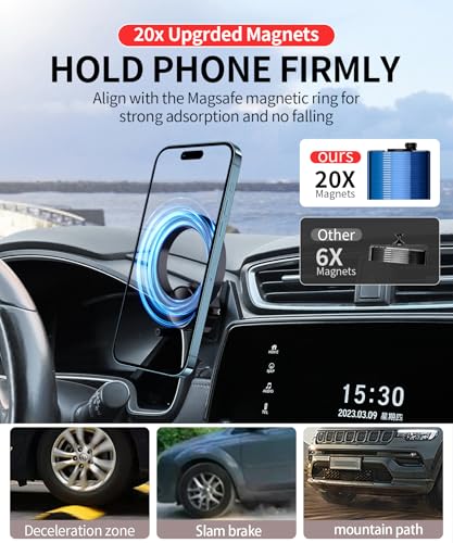 MaserWeller Car Phone Holder for Honda CRV CR-V 2017-2022 Accessories Screen Fixed Clip, 360° Rotation Phone Mount Compatible with MagSafe, Cell Phone Holder Does Not Affect Air Vent - size: For 17-22 Cr-v (5 & 7 Inch Screen Only)