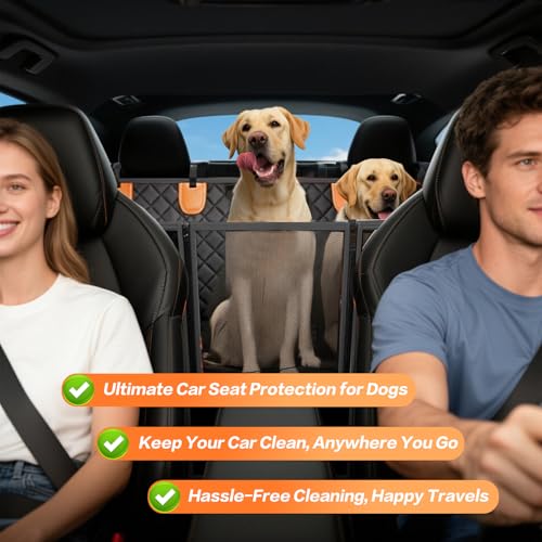 Back Seat Extender for Dogs,Hard Bottom Dog Car Seat Cover for Back Seat,Waterproof Dog Hammock with Door Protection, Anti-Scratch Pet Back Seat Cover for Car, SUV, Truck, Holds 420lbs, Black - size: Floor Laying