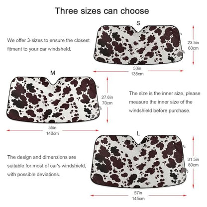 Windshield Sun Shade Cow Print Brown Farm Ram Front Window Block UV Shades Visor Reflective Retractable for Car SUV Trucks - color: B014