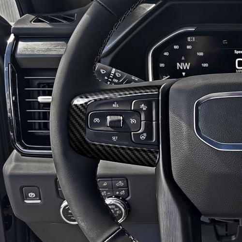 Car Steering Wheel Decal Sticker ABS Carbon Fiber Interior Trim Cover for Chevy GMC Yukon 2021-2025 | for GMC Sierra 2019-2025 1500 2500 3500 Accessories