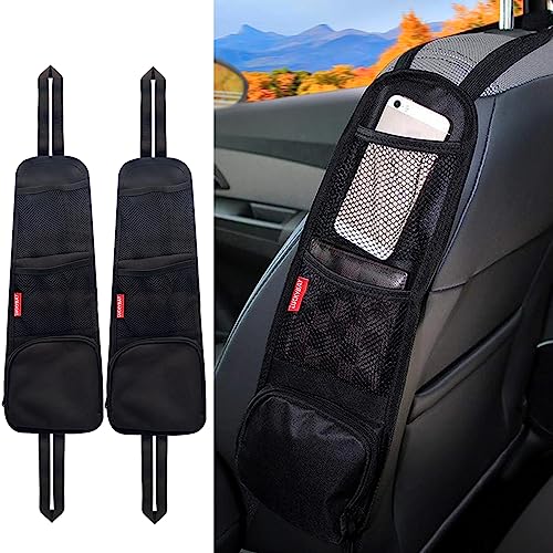 Car Seat Side Organizer, Auto Seat Storage Hanging Bag, Phones, Drink, Stuff Holder with Mesh Pocket for Cars, SUV & Truck 2 Pack - color: 2 Pack