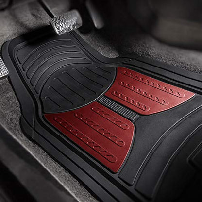 FH Group Monster Eye Full Set Rubber Floor Mats w. Trimmable Vinyl Trunk Liner/Cargo Mat Black- Fit Most Car, Truck, SUV, or Van (Burgundy/Black) F11313- F16403 - color: Burgundy, style: Floor Mat + Cargo Mat Set
