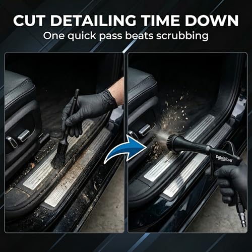 Air Blow Gun for Car Detailing - Durable Tornado Air Gun with Brush Nozzle, Storage Bag, 3 Compressor Adaptors & Microfiber Towel - Requires Compressor, Easy to Set Up