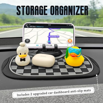 (2026 New Upgrade) 2-Pack Car Anti-Slip Mats,Multifunction Car Anti-Slip Mat with Improved 360°Rotating Phone Holder,Anti-Slip Mat for Car Dashboard,Car Dashboard Organizer for Phones,Sunglasses,Keys