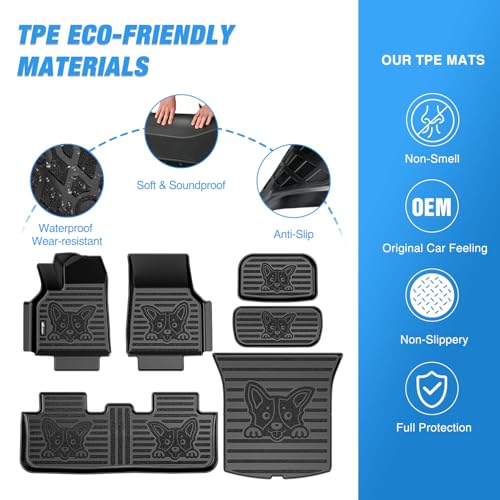 Nilight TPE Floor Mats & Cargo Mats Set for Tesla Model Y (5 Seat only) 2021 2022 2023 2024 2025 All Weather Custom Fit Heavy Duty Floor Liners - color: 2021-2025 Tesla Model Y 5 Seat