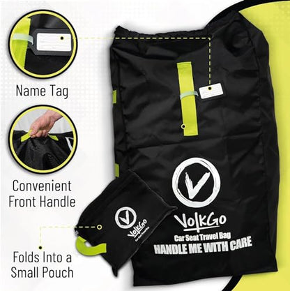 V VOLKGO Car Seat Travel Bag For Airplane with Padded Backpack Shoulder Straps, Gate Check Bag, Car Seat Bags for Air Travel Carseat Travel Cover, Carseat Travel Bag Cover for Airplane Travel - color: Green Shoulder Straps