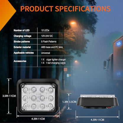 Nilight 12LED Magnetic Wireless Trailer Lights 2PCS Rechargeable Portable Hazard Beacon Warning Light Blue Emergency Strobe Light for Trucks Trailers Vehicles Cars Bus Surface Mount - color: 12LED Blue