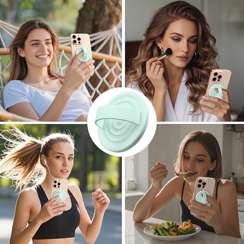 Magnetic Phone Grip Ring Holder, Liquid Silicone Magnet Cell Phone Grip Finger Loop, Compatible with Magsafe, Back of Phone for iPhone 17/16/15/14/13/12 Series, Mint Green - color: Mint Green